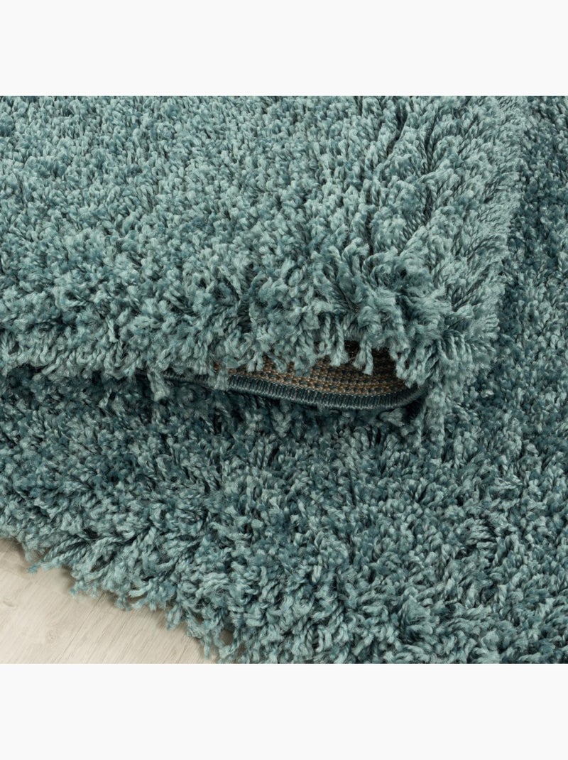 Tapis poils longs shaggy tissé motif uni UNI I Bleu - Kiabi