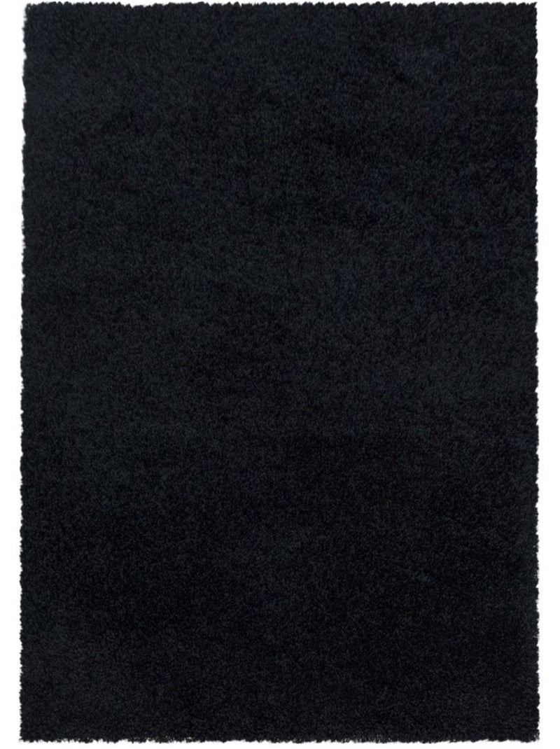Tapis poils longs shaggy tissé motif uni UNI I Noir - Kiabi