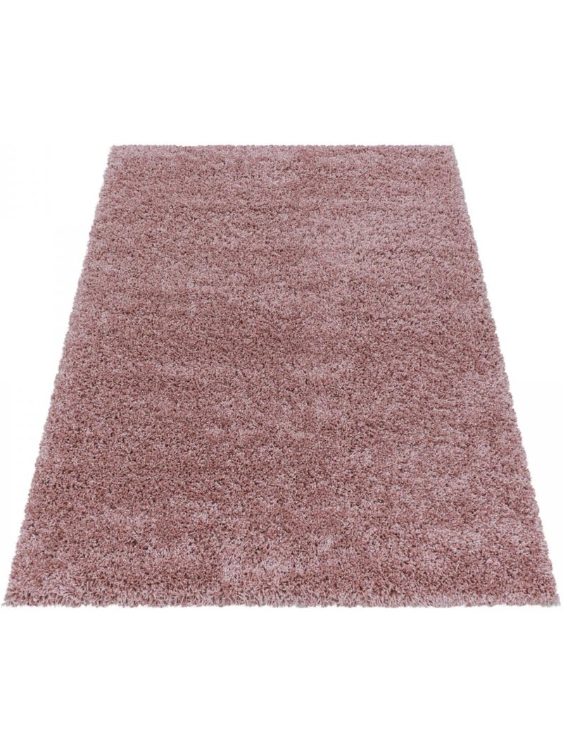 Tapis poils longs shaggy tissé motif uni UNI I Rose - Kiabi