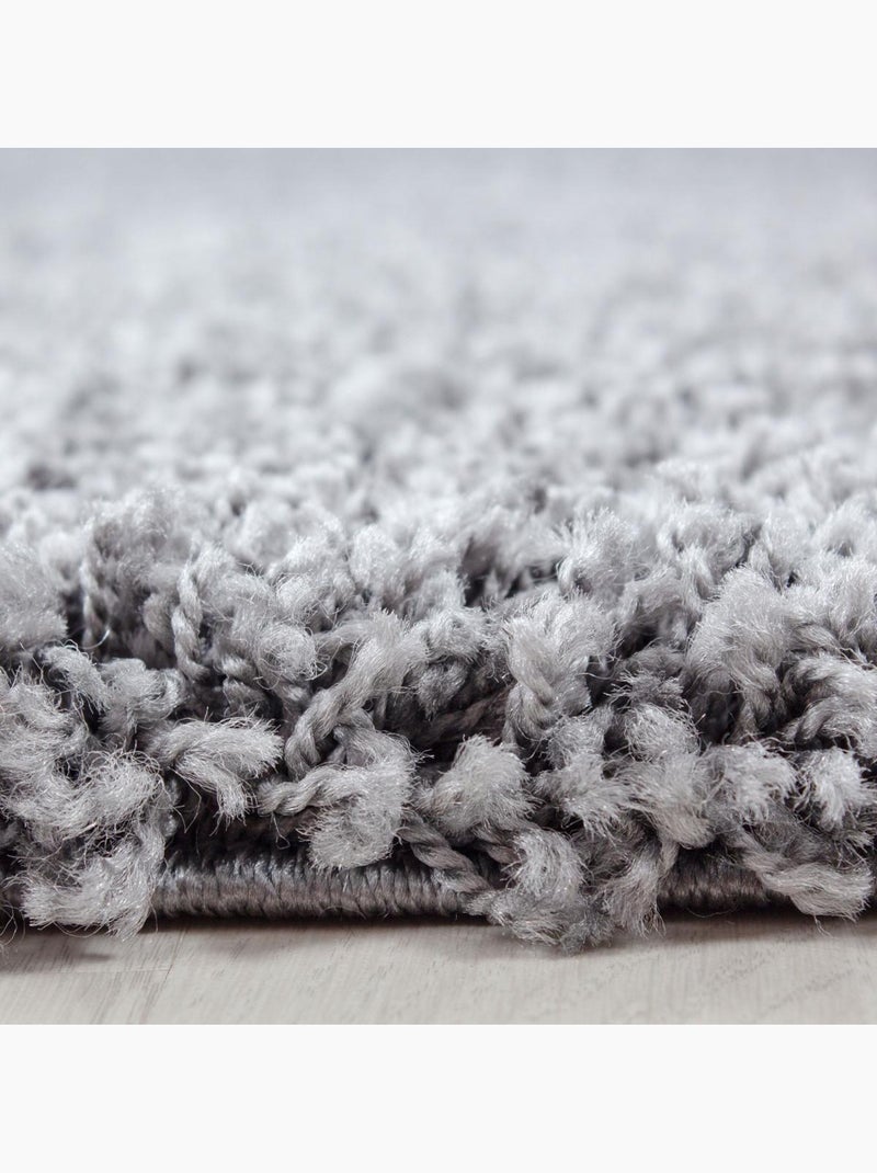 Tapis poils longs shaggy tissé motif uni UNI L Argent - Kiabi