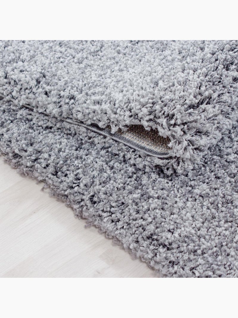 Tapis poils longs shaggy tissé motif uni UNI L Argent - Kiabi