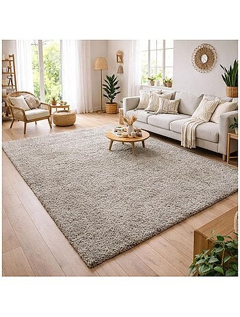 Tapis poils longs shaggy tissé motif uni UNI L