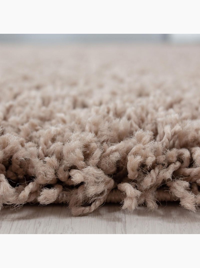 Tapis poils longs shaggy tissé motif uni UNI L Beige - Kiabi