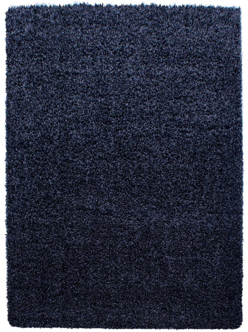 Tapis poils longs shaggy tissé motif uni UNI L Bleu - Kiabi