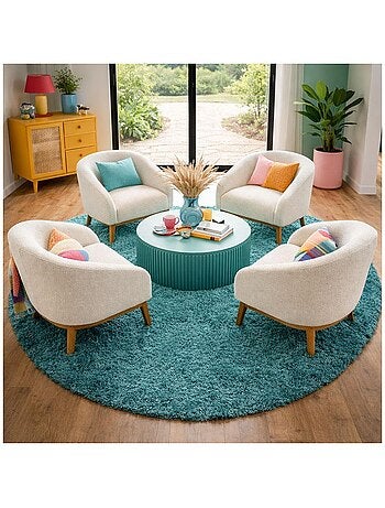 Tapis poils longs shaggy tissé motif uni UNI L