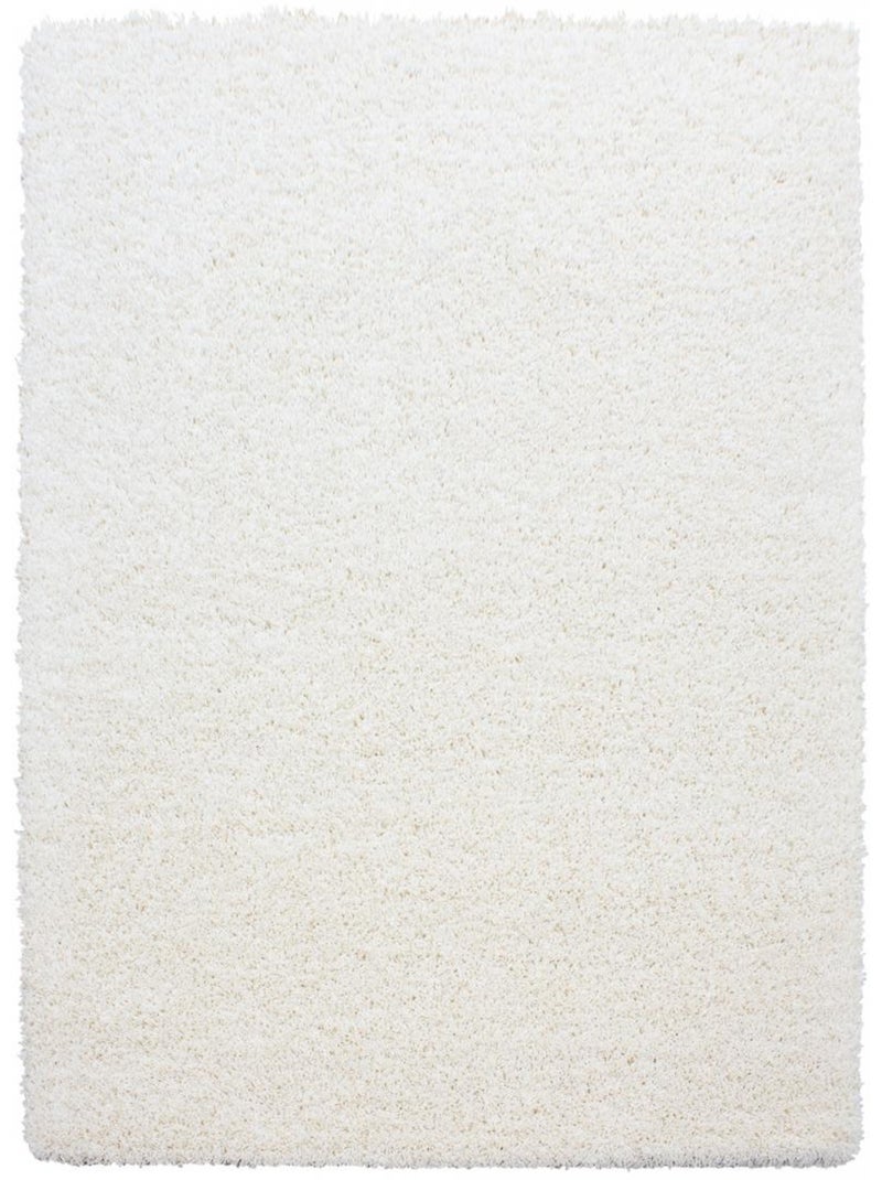 Tapis poils longs shaggy tissé motif uni UNI L Ecru - Kiabi