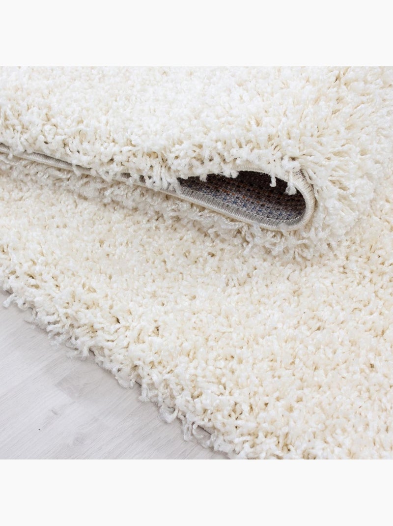 Tapis poils longs shaggy tissé motif uni UNI L Ecru - Kiabi