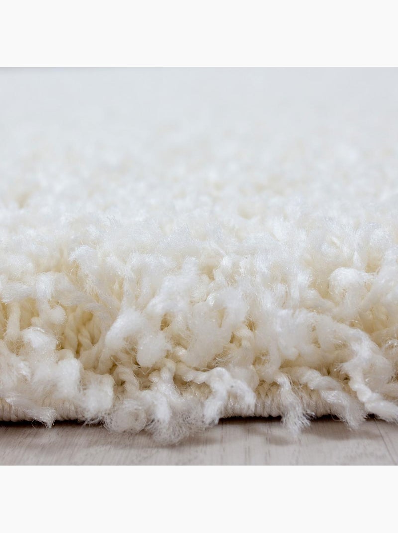 Tapis poils longs shaggy tissé motif uni UNI L Ecru - Kiabi