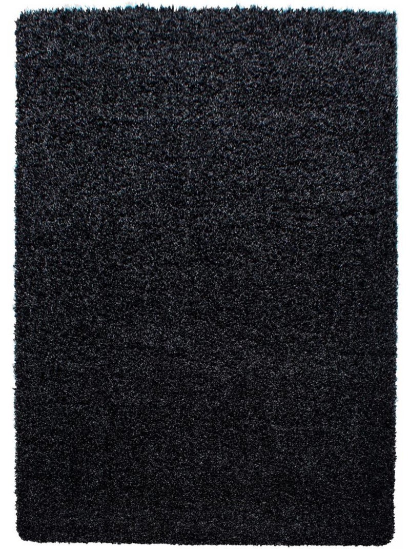 Tapis poils longs shaggy tissé motif uni UNI L gris anthracite - Kiabi