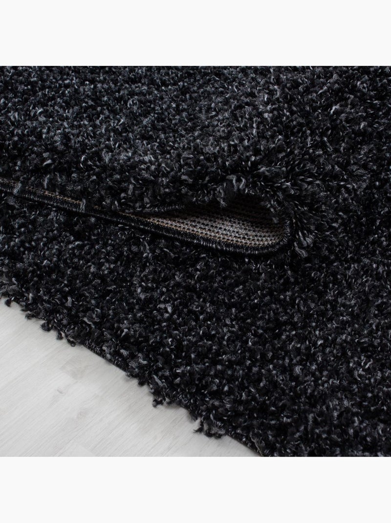 Tapis poils longs shaggy tissé motif uni UNI L gris anthracite - Kiabi
