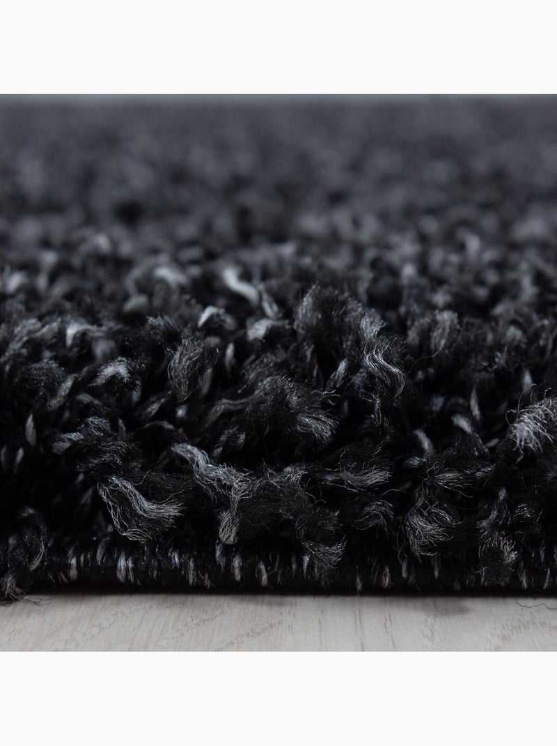 Tapis poils longs shaggy tissé motif uni UNI L gris anthracite - Kiabi