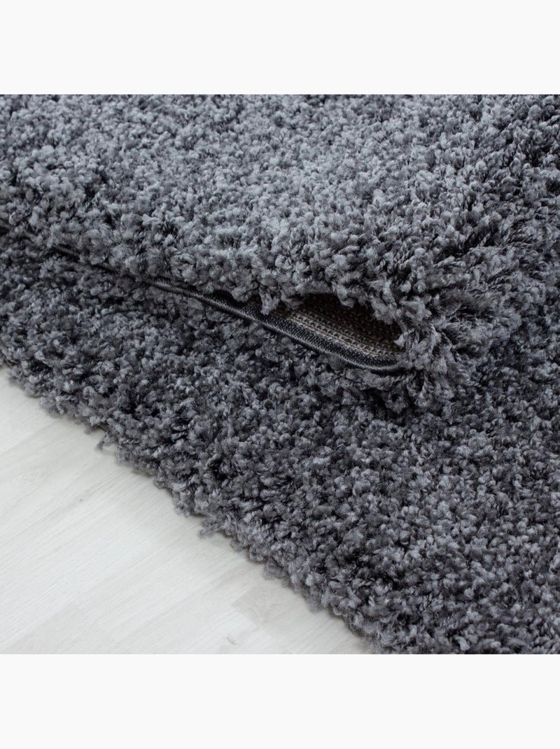Tapis poils longs shaggy tissé motif uni uni l Gris - Kiabi
