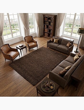 Tapis poils longs shaggy tissé motif uni UNI L