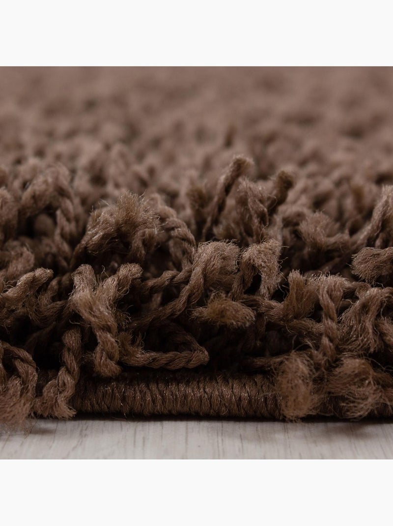 Tapis poils longs shaggy tissé motif uni UNI L Marron - Kiabi