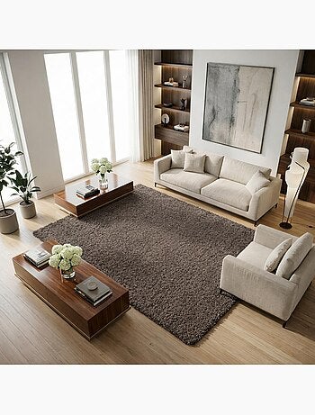 Tapis poils longs shaggy tissé motif uni UNI L