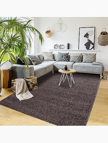 Tapis poils longs shaggy tissé motif uni UNI L
