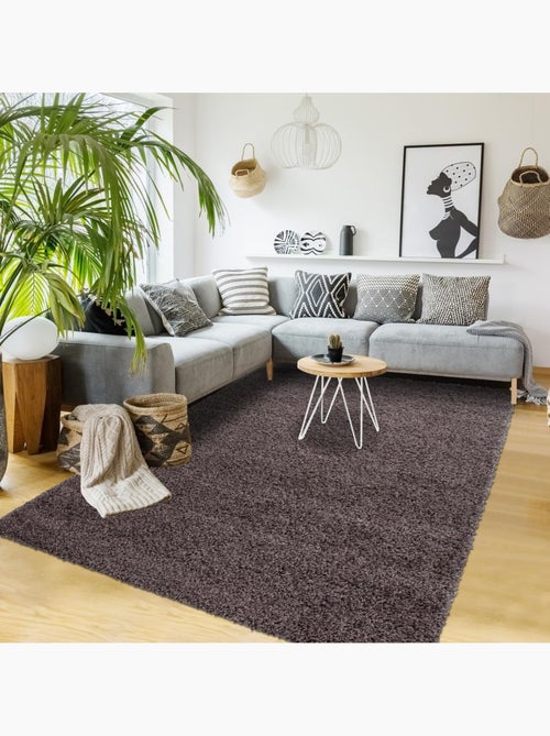 Tapis poils longs shaggy tissé motif uni UNI L - Kiabi