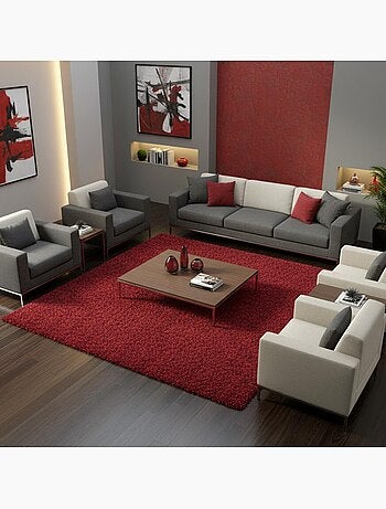 Tapis poils longs shaggy tissé motif uni UNI L