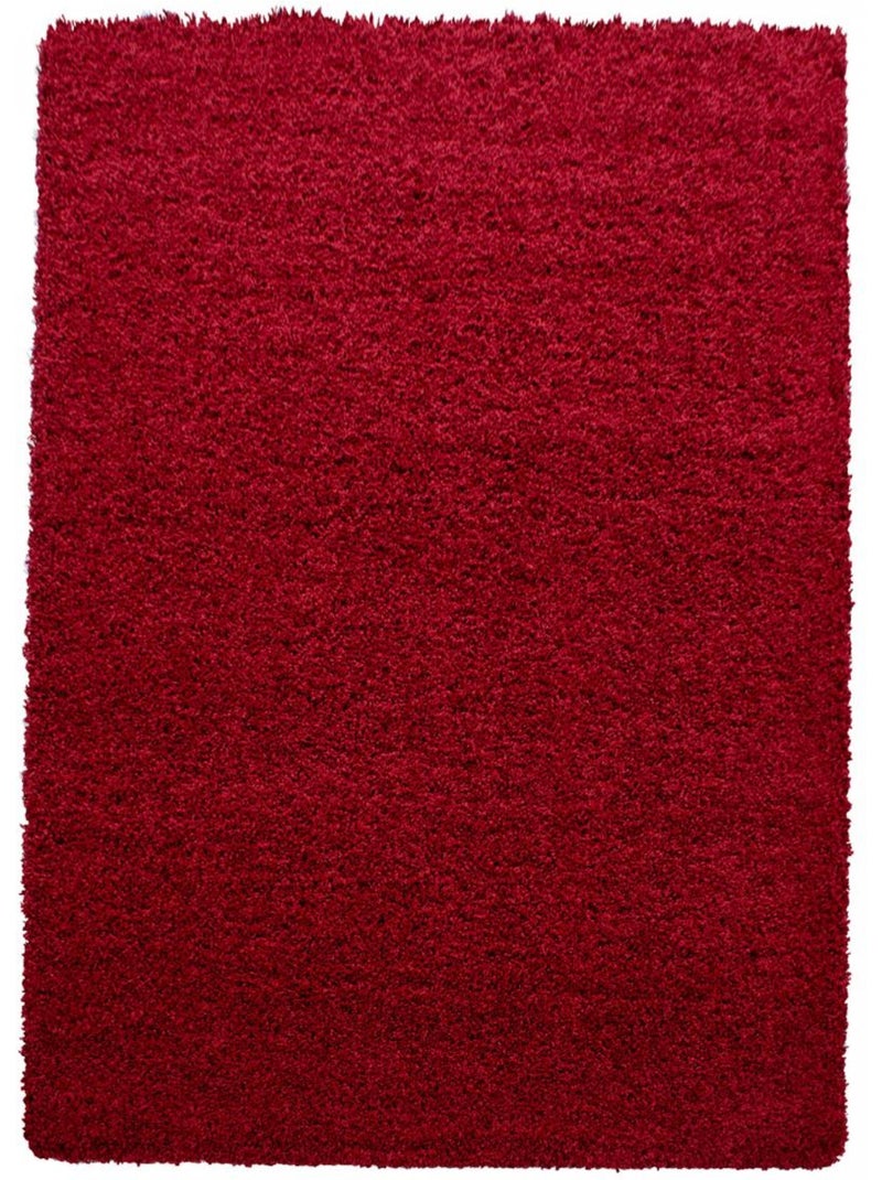 Tapis poils longs shaggy tissé motif uni UNI L Rouge - Kiabi