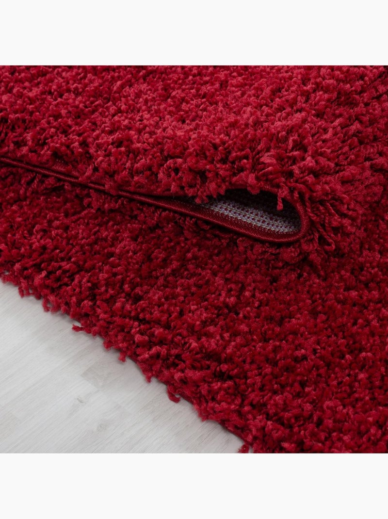 Tapis poils longs shaggy tissé motif uni UNI L Rouge - Kiabi