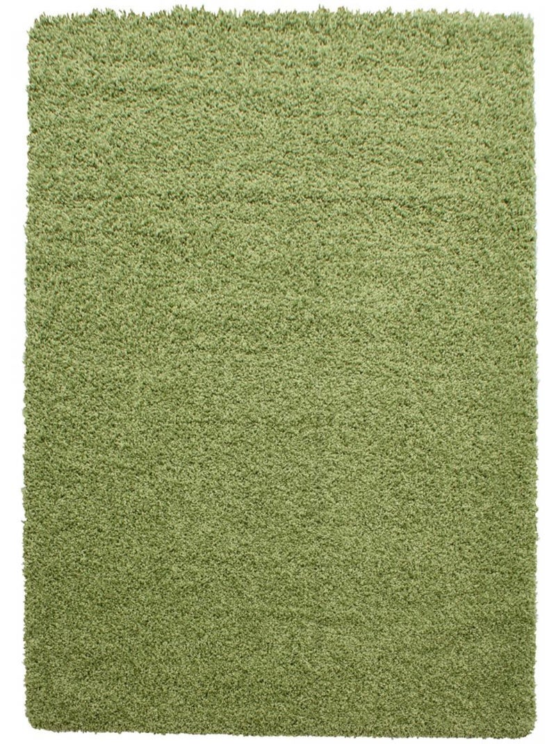 Tapis poils longs shaggy tissé motif uni UNI L Vert - Kiabi