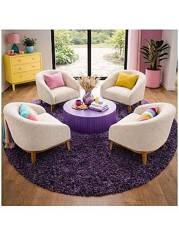 Tapis poils longs shaggy tissé motif uni UNI L