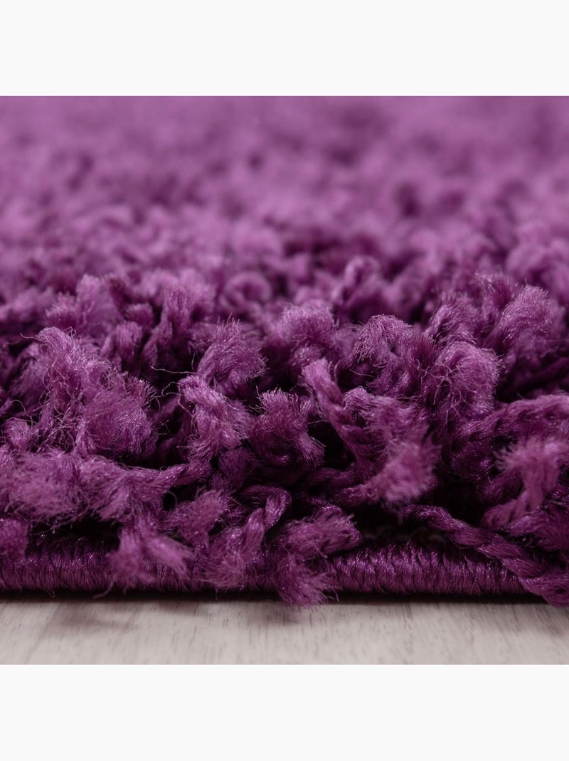 Tapis poils longs shaggy tissé motif uni UNI L Violet - Kiabi