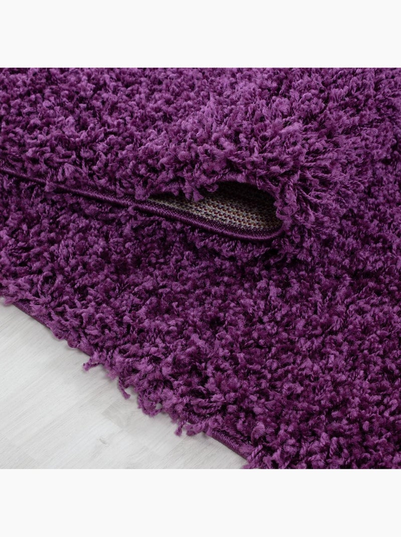 Tapis poils longs shaggy tissé motif uni UNI L Violet - Kiabi
