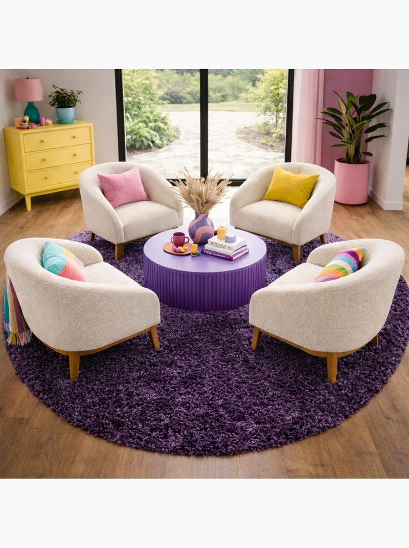 Tapis poils longs shaggy tissé motif uni UNI L Violet - Kiabi