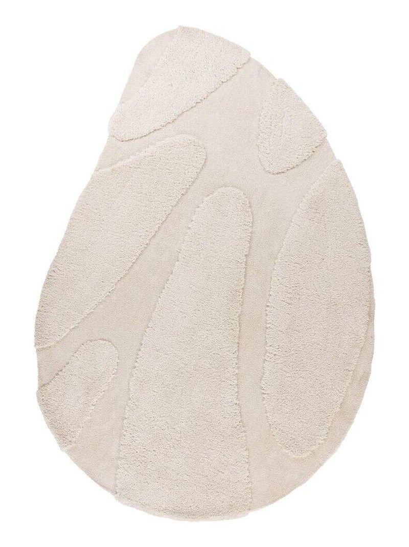 Tapis polyester recyclé effet 3D tufté Momo Ivoire - Kiabi