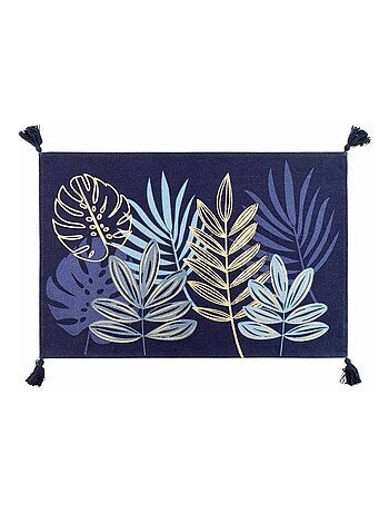Tapis pompons 60x90 cm métallisé Ornella bleu