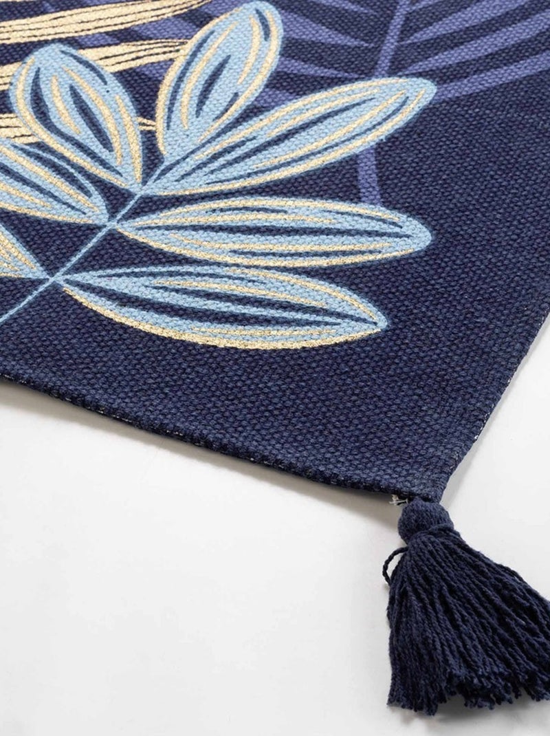 Tapis pompons 60x90 cm métallisé Ornella bleu Bleu - Kiabi