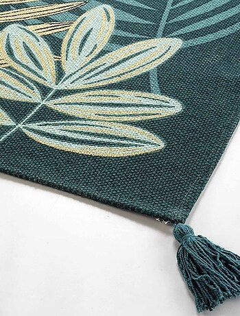 Tapis pompons 60x90 cm métallisé Ornella émeraude