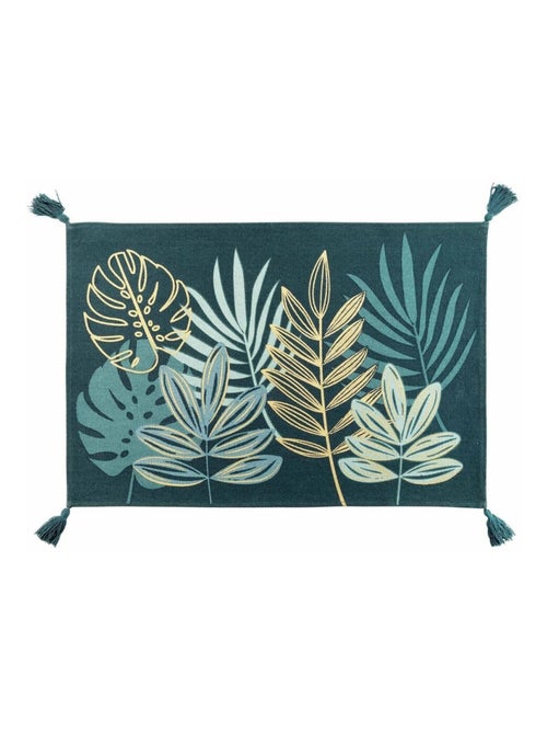 Tapis pompons 60x90 cm métallisé Ornella émeraude - Kiabi