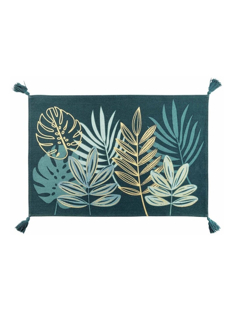Tapis pompons 60x90 cm métallisé Ornella émeraude Vert - Kiabi
