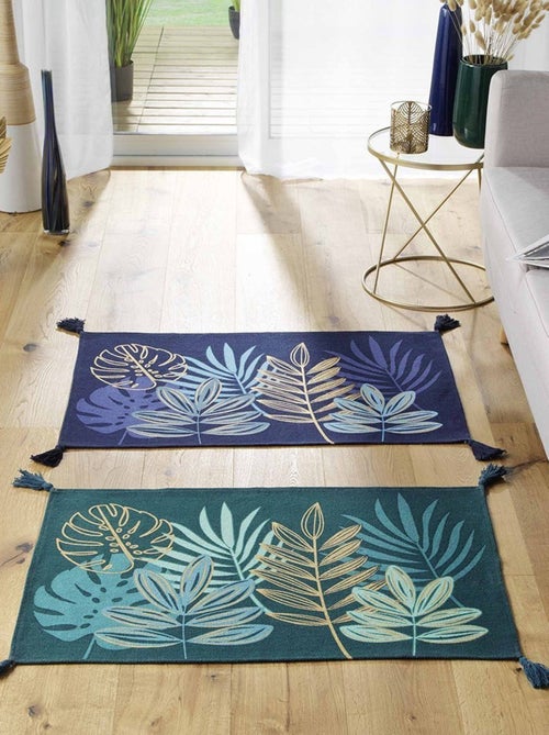 Tapis pompons 60x90 cm métallisé Ornella émeraude - Kiabi