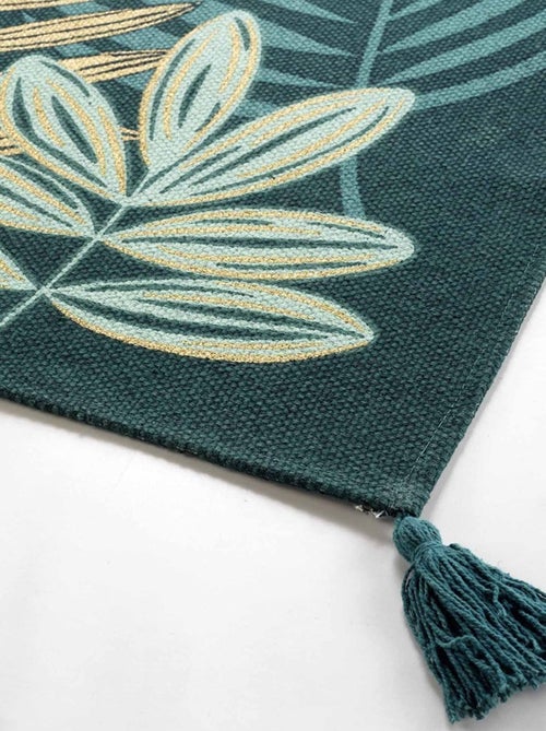 Tapis pompons 60x90 cm métallisé Ornella émeraude - Kiabi