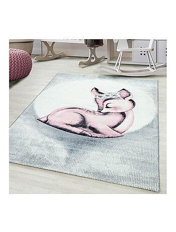 Tapis pour chambre d'enfant rose rectangle Bamba