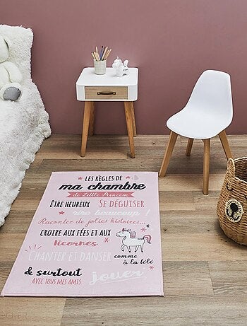 Tapis pour enfant KEHL règles de chambre rose