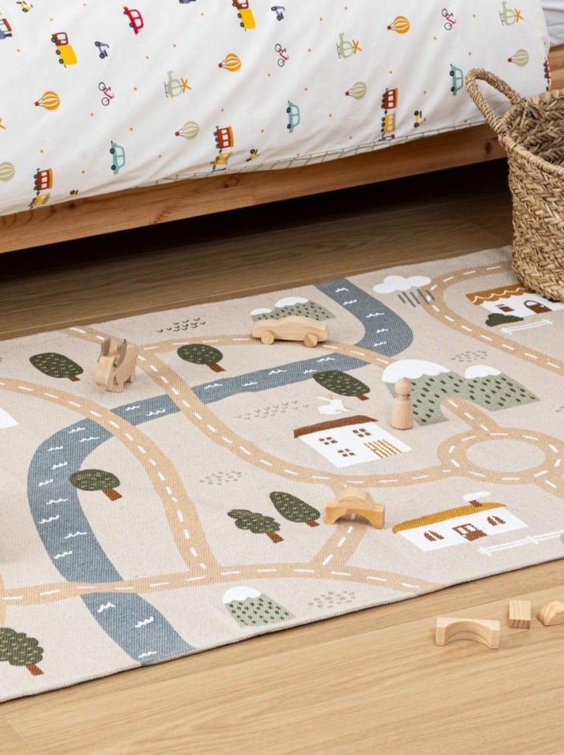 Tapis pour enfant ROUTE 100x150cm coton Beige - Kiabi