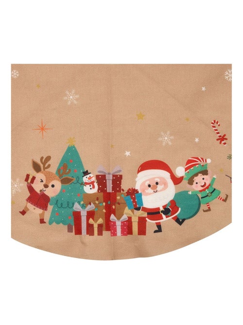 Tapis pour sapin de Noël effet jute motifs Père Noël - Kiabi