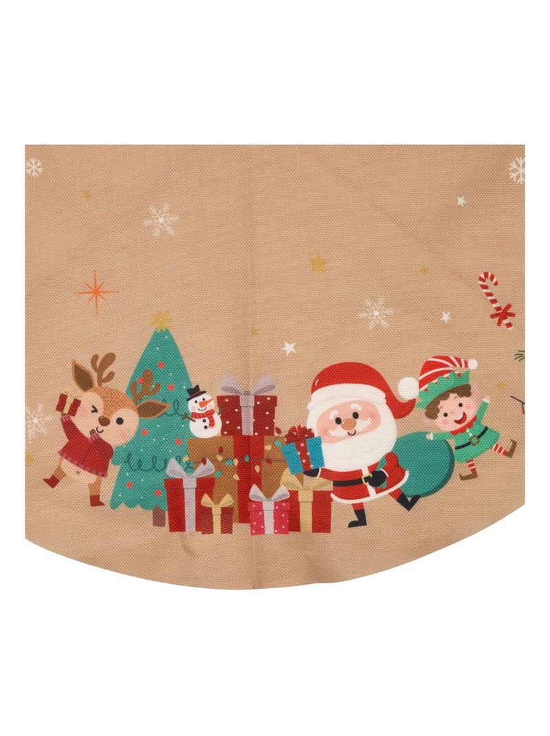 Tapis pour sapin de Noël effet jute motifs Père Noël Beige - Kiabi