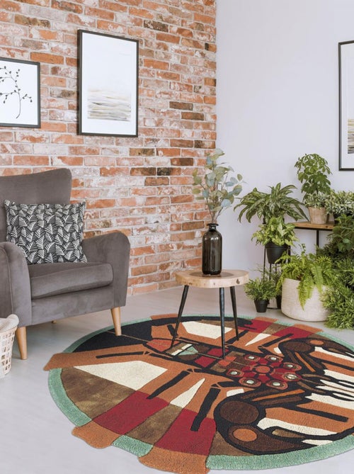 Tapis pour une chambre ou une entrée fait à la main en laine motif fresque ZODIAC - Kiabi