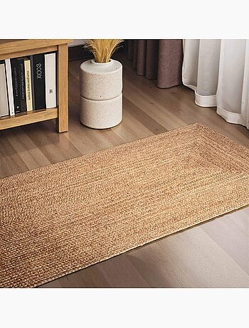 Tapis pour une chambre ou une entrée motif simple, jute l tissé main, design chaleureux