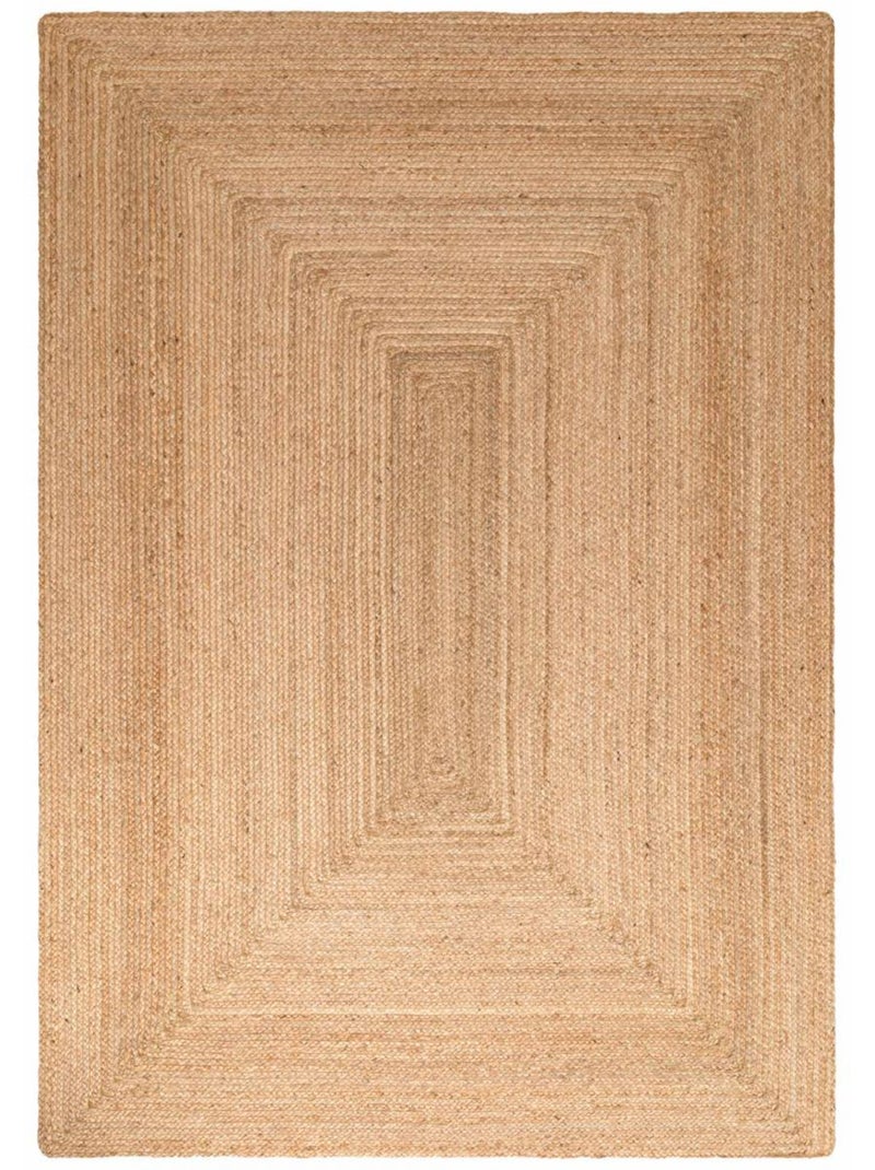 Tapis pour une chambre ou une entrée motif simple, jute l tissé main, design chaleureux Marron - Kiabi