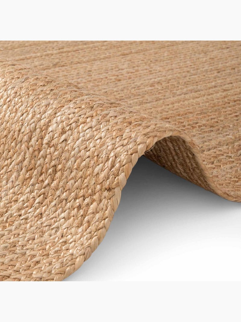 Tapis pour une chambre ou une entrée motif simple, jute l tissé main, design chaleureux Marron - Kiabi