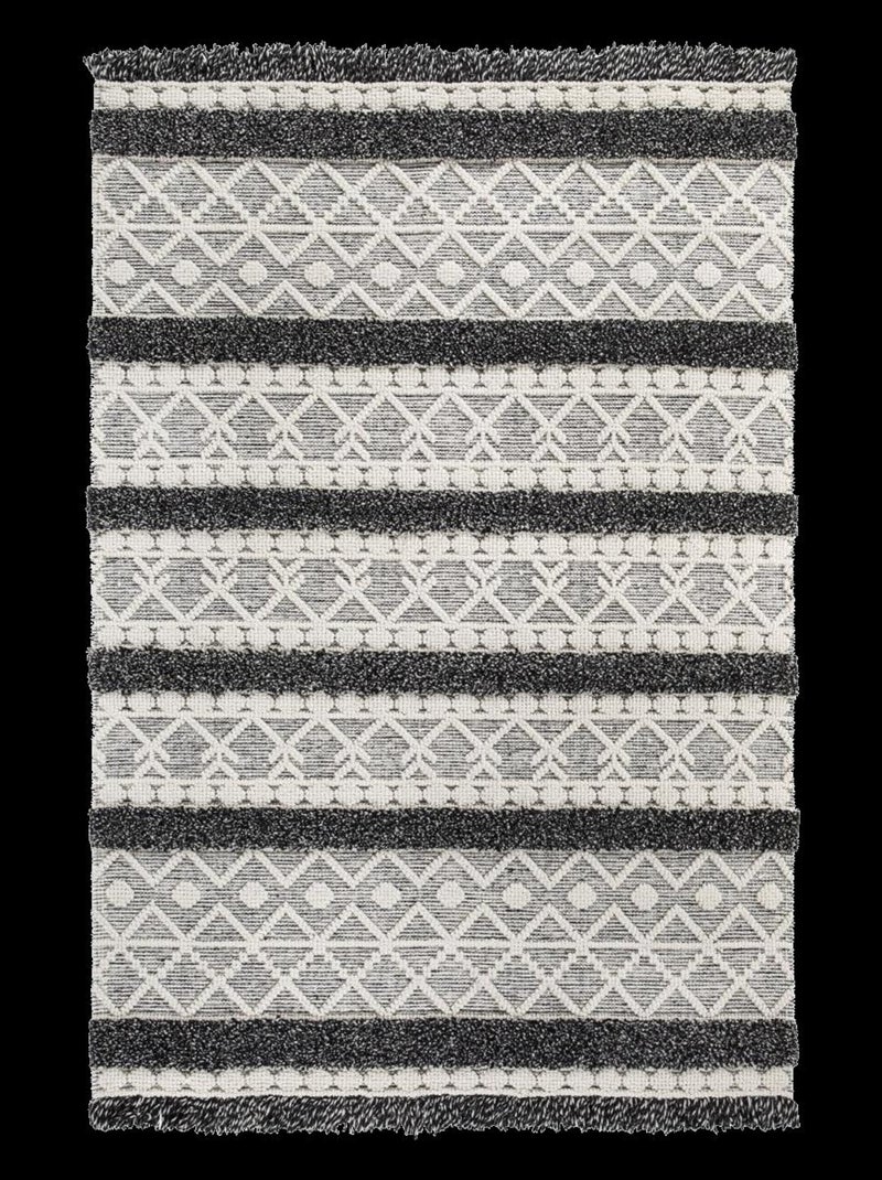 Tapis pour une chambre ou une entrée tissé en laine motif ethnique NOUKA Ecru - Kiabi