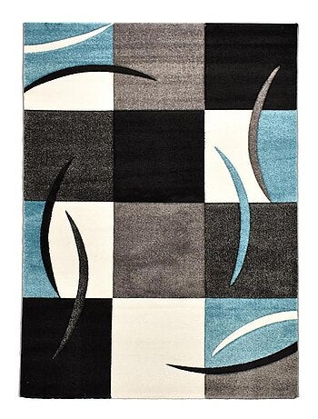 Tapis salon et chambre tissé motif damier LYN8 COMMA