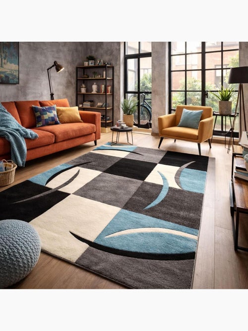 Tapis pour une chambre ou une entrée tissé motif damier LYN8 COMMA - Kiabi