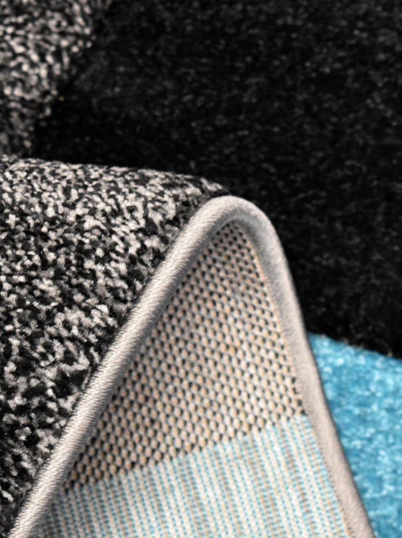 Tapis pour une chambre ou une entrée tissé motif damier LYN8 COMMA Bleu - Kiabi